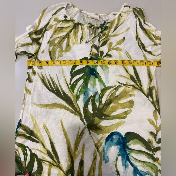 Chicos Leaf Print Long Sleeve Top Size 8 - Picture 4 of 5